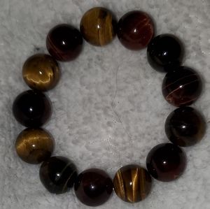 (-30% sale on 2+bundle) multicolor tigers eye stretch bracelet with large beads